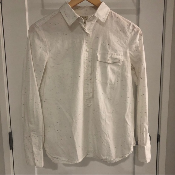 J. Crew white speckled popover shirt - Picture 2 of 4